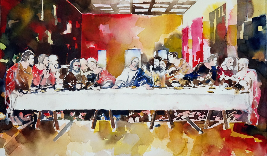 #Künstler #Salzburg #Art Bv #Berchtoldvilla #Last Supper #Modernart #Watercolur #Lifestyle